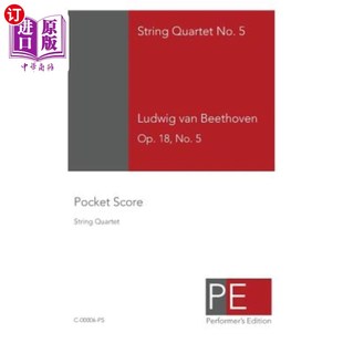 海外直订String Quartet No. 5: Pocket Score 弦乐四重奏第五号:袖珍乐谱