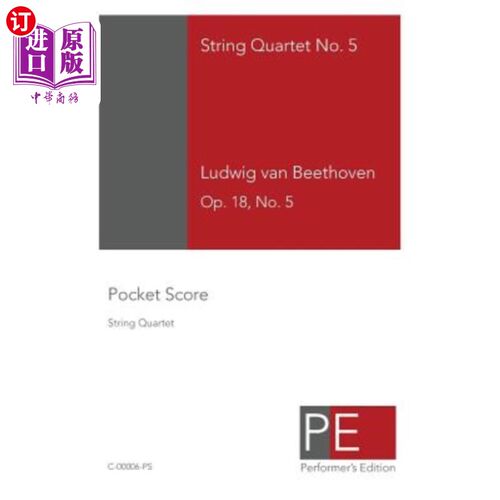 海外直订String Quartet No. 5: Pocket Score 弦乐四重奏第五号：袖珍乐谱
