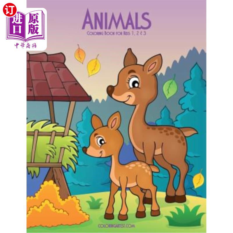 海外直订Animals Coloring Book for Kids 1, 2 & 3 儿童动物涂色书1、2、3