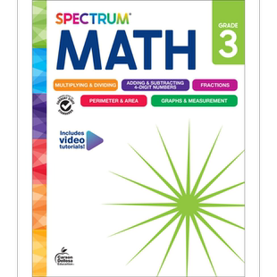 Spectrum Math Workbook Grade 3 2024新版光谱练习册 数学系列 三年级【中商原版】