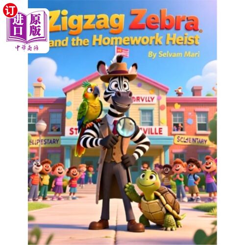 海外直订Zigzag Zebra and the Homework Heist: A Zigzag Adventure in Stripesville Elementa z字形斑马和作业抢劫