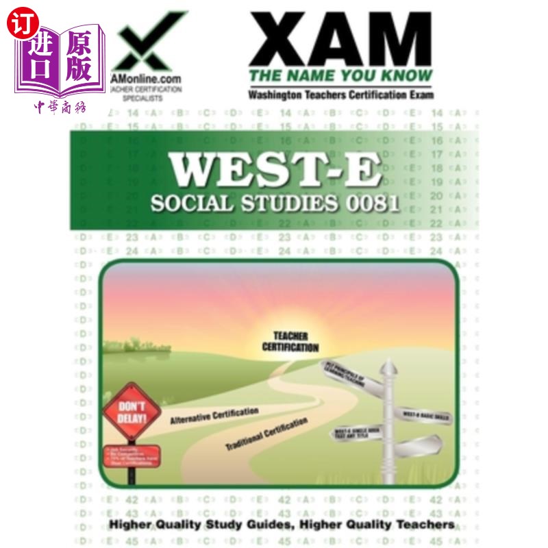 海外直订West-E Social Studies 0081 Teacher Certification Test Prep Study Guide West-E社会研究0081教师资格认证考试预