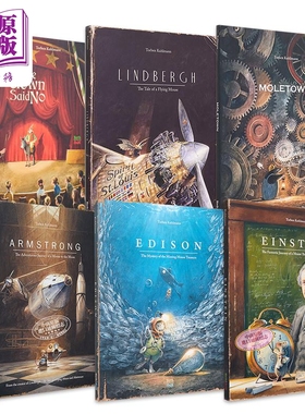 Torben Kuhlmann 英文原版插图文学本6册套装 爱因斯坦Einstein 爱迪生Edison 小老鼠历险记 Armstrong Lindbergh【中商原版?