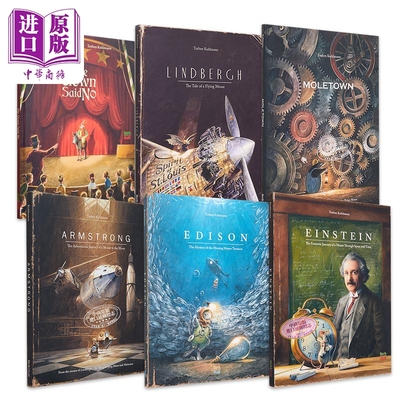 Torben Kuhlmann 英文原版插图文学本6册套装 爱因斯坦Einstein 爱迪生Edison 小老鼠历险记 Armstrong Lindbergh【中商原版?