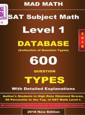 海外直订2018 SAT Subject Math Level I Database 2018 SAT学科数学一级数据库