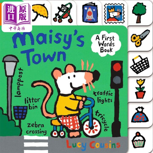 Maisy's Town Tabbed Board Book 小鼠波波异形书 城市 英文原版 儿童绘本 动物故事 Lucy Cousins 3-6岁【中商原版】