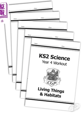 英国CGP原版 KS2 Science Year 4 Workout 科学小学四年级锻炼包套装5册 生物+食物链+物质形态+声音+电能 6-7岁【中商原版】