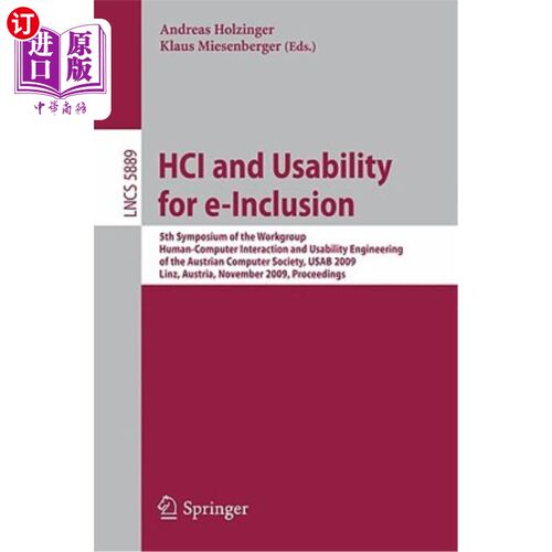 海外直订HCI and Usability for e-Inclusion HCI与电子包容的可用性