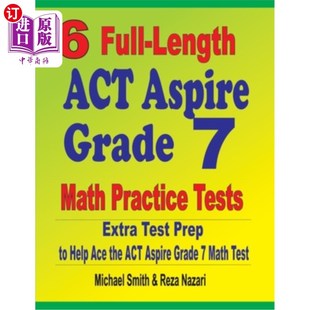 海外直订6 Practice Tests Extra Aspire 6个完整 ACT Grade Math Prep Test Help Length Full