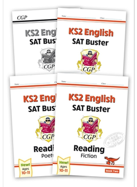 现货 CGP New KS2 English Reading SAT Buster Book 2 英国小学毕业考试阅读理解备考教辅4册套装2 10-11岁 有答案【中商原版】