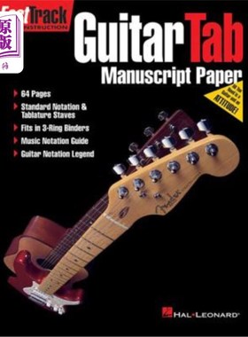 海外直订Fasttrack Guitar Tab Manuscript Paper 快轨吉他标签手稿纸