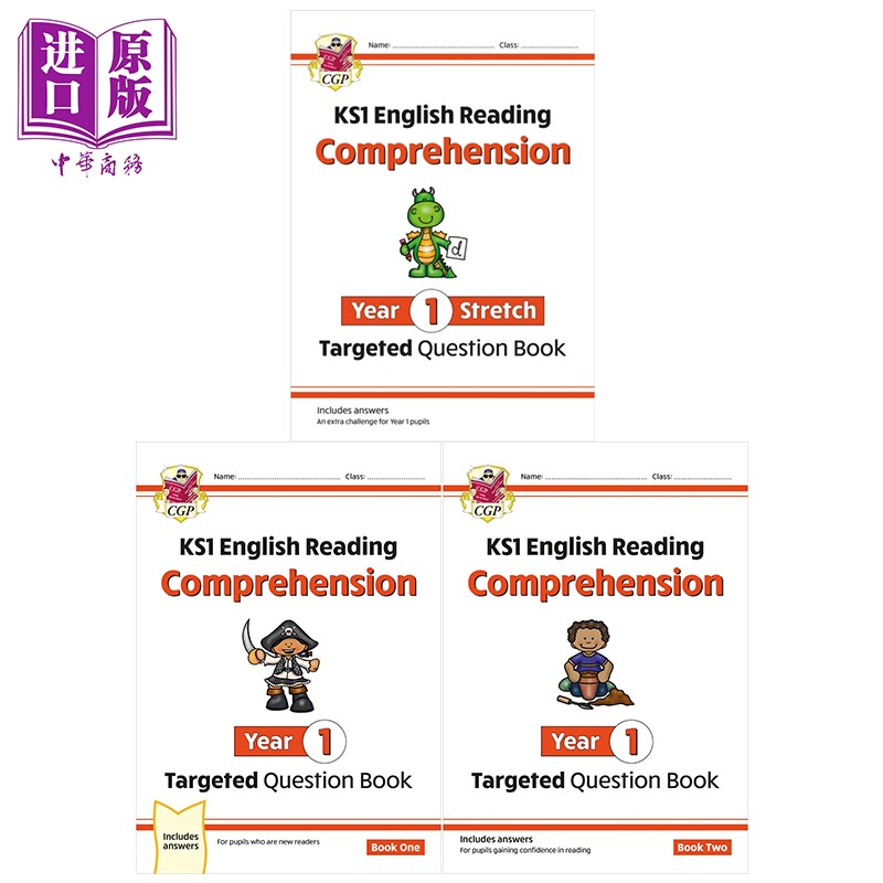 英国原版CGP KS1小学一年级英语阅读理解3册 1+2+Stretch English Targeted Question Book Year 1 Comprehension【中商原版?