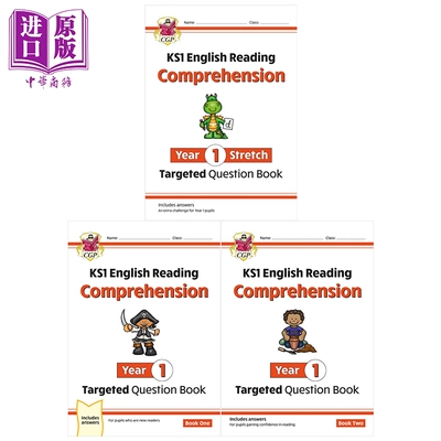 英国原版CGP KS1小学一年级英语阅读理解3册 1+2+Stretch English Targeted Question Book Year 1 Comprehension【中商原版?