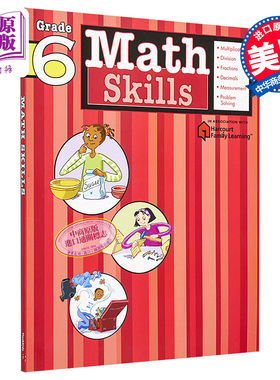 Flash Kids数学技巧6年级 英文原版 Math Skills Grade 6 练习册 美国教材教辅工具书 Harcourt Family Learning 家庭英文学?