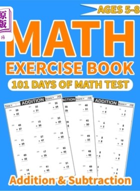海外直订Math exercise book addition and subtraction: More than 1000 mathematical operati 数学练习本加减法：一本数学