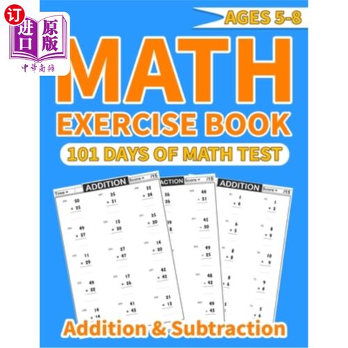 海外直订Math exercise book addition and subtraction: More than 1000 mathematical operati 数学练习本加减法：一本数学