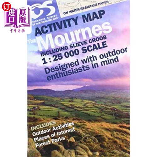 海外直订OSNI 1:25000 Mournes Activity Including Slieve C... OSNI 1:25000哀悼活动，包括slive Croob