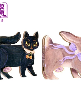 异形书 2册 英文原版儿童纸板书 一只小黑猫One Black Cat+一只小灰兔One Busy Bunny 动物造型绘本 进口低幼童书【中商原版?