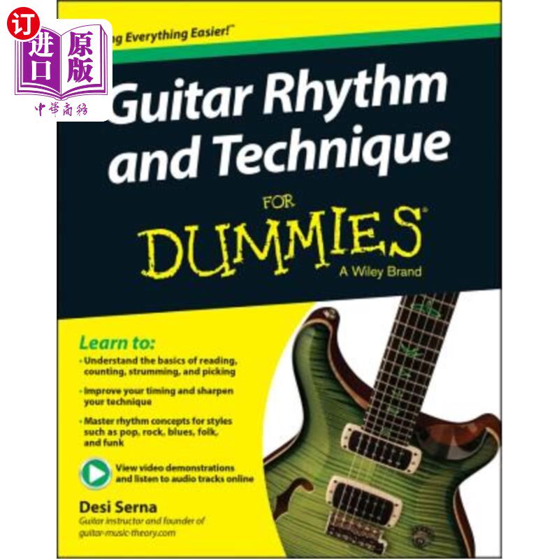 海外直订Guitar Rhythm and Techniques for Dummies 吉他节奏和技术,为假人,书+在线视频和音频教学