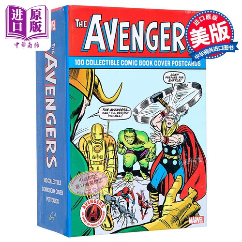复仇者联盟 100 张珍藏漫画封面 英文原版 Avengers 100 Collectible Comic Book Cover Postcards【中商原版】