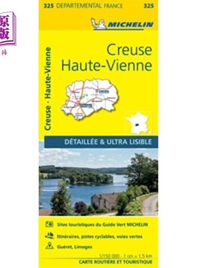 海外直订Creuse, Haute-Vienne - Michelin Local Map 325 克鲁，豪特-维安-米其林地址簿325