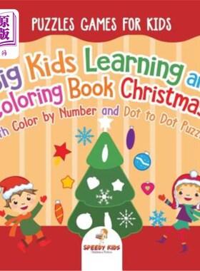 海外直订Puzzles Games for Kids. Big Kids Learning and Coloring Book Christmas with Color 儿童拼图游戏。大孩子学习和