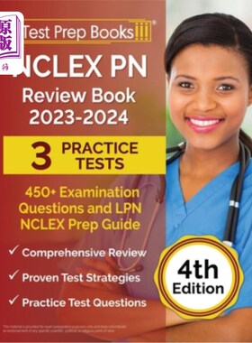 海外直订NCLEX PN Review Book 2023 - 2024: 3 Practice Tests (450+ Examination Questions)  NCLEX PN复习