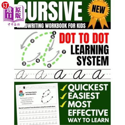 海外直订Cursive Handwriting Workbook For Kids: Dot To Dot Cursive Practice Book (Beginni 儿童草书练习册：点对点草书