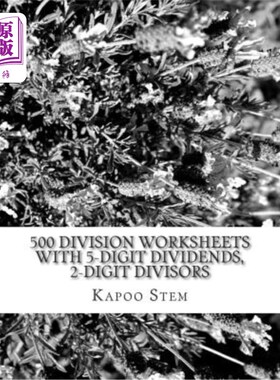 海外直订500 Division Worksheets with 5-Digit Dividends, 2-Digit Divisors: Math Practice  500份5位数除数、2位数除数