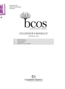 海外直订Bcos Cognitive Screen: Examiner's Booklet (Pack of 15) Bcos认知屏幕：考官手册（每包15本）