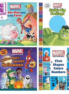Marvel Beginnings 英文原版 漫威起源系列 早教启蒙纸板书4册 Spider Man Goes To The Farm 绿巨人Hulk 蜘蛛侠【中商原版】