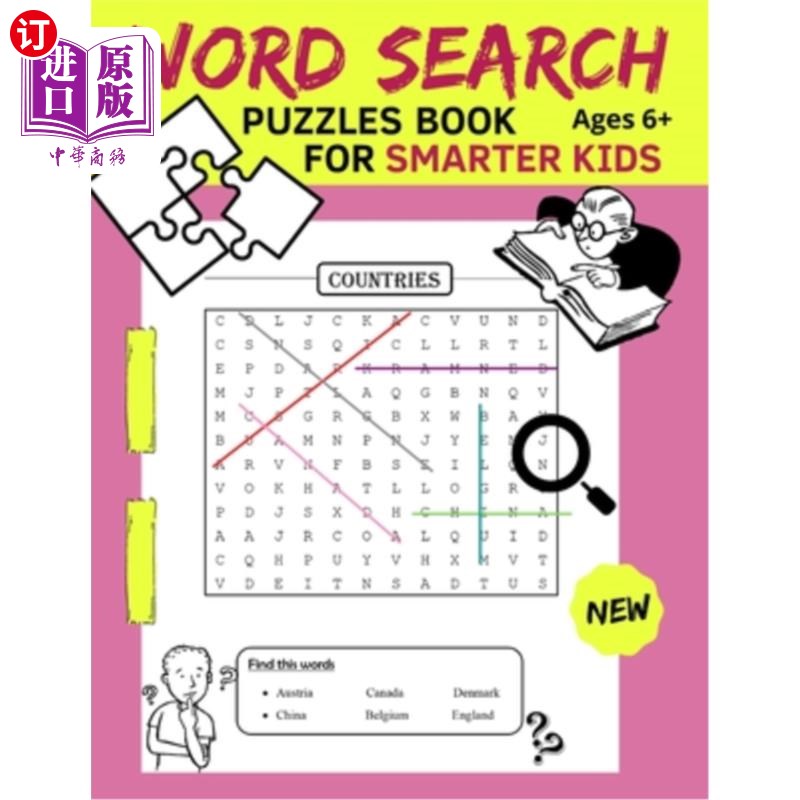 海外直订Word Search Puzzles For Smarter Kids ages 6+ New 2021: Sigh Word Search, Take Ne 6岁以上聪明孩子的单词搜索