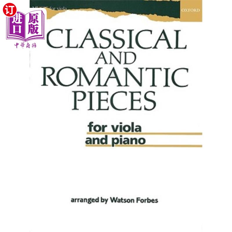 海外直订Classical and Romantic Pieces for Viola and Piano中提琴和钢琴的古典和浪漫作品