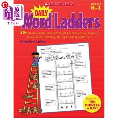 海外直订Daily Word Ladders: Grades K-1: 80+ Word Study Activities That Target Key Phonic 每日单词阶梯:等级K