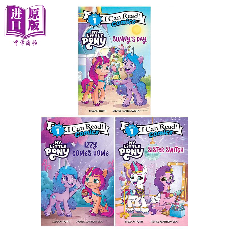 My Little Pony 小马宝莉 I Can Read我可以读1级漫画版3册图像小说 Sunnys Day Sister Switch 英文原版进口图书【中商原版?