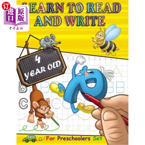 海外直订Learn to Read and Write 4 year old: Tracing Letters and Learning to Write for Pr 学习读和写4岁:描记字母和学