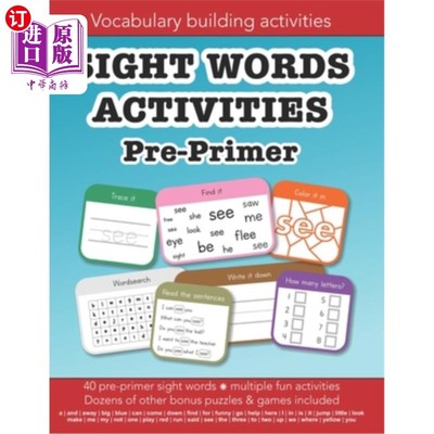 海外直订Sight Words Pre-primer vocabulary building activities: Education resources by Bo 学前词汇培养活动:由