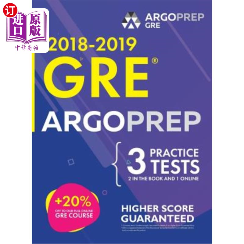 海外直订GRE by ArgoPrep: GRE Prep 2018 + 14 Days Online Comprehensive Prep Included + Vi Argoprep的G