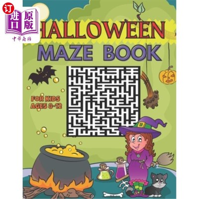 海外直订Halloween Maze Book for Kids Ages 8-12: Smart Gift for Boys and Girls, Scary Puz 万圣节迷宫书的孩子年龄8-12