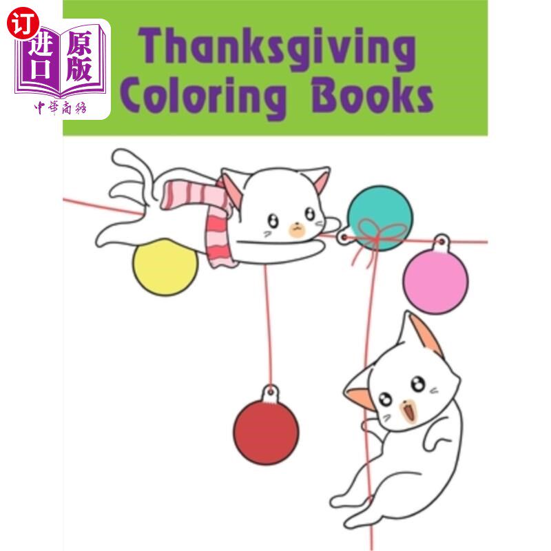 海外直订Thanksgiving Coloring Books: Funny animal picture books for 2 year olds 感恩节彩绘书:2岁儿童趣味动物绘本