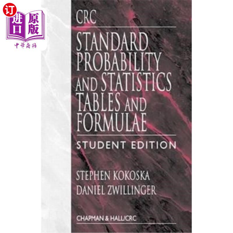 海外直订CRC Standard Probability and Statistics Tables and Formulae, Student Edition CRC标准概率统计表和公式,学生