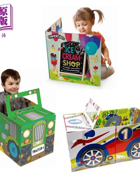 Convertibles 地板搭建书 英文原版进口 儿童活动与玩具书 纸板书 亲子互动游戏 Tractor拖拉机 赛车 冰淇淋小店【中商原版】