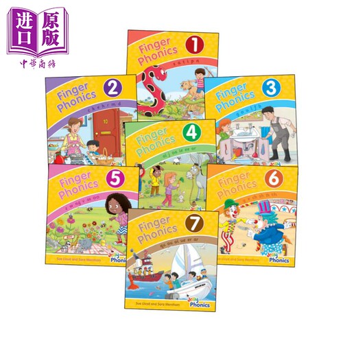 Jolly Phonics Finger Phonics Book 1-7 快乐自然拼读手指拼读书7册套装 纸板书 英语启蒙字母发音学习 阅读写作【中商原版】