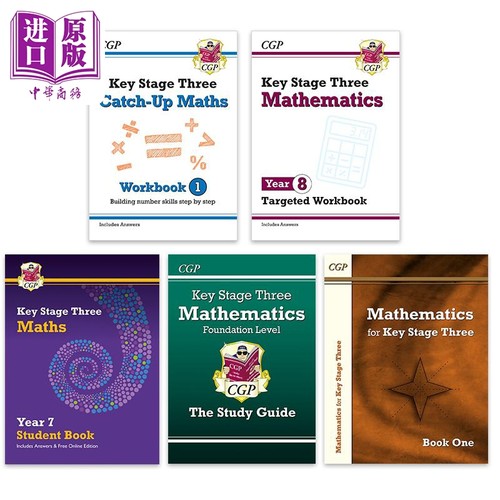 英国原版CGP教辅 KS3 Year7-9 中学数学 Maths 教材Textbook/练习册Targeted Workbook/10分钟周周练/复习指南【中商原版】