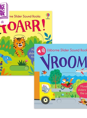 Slider Sound Books 滑动发声书2册套装 低幼儿童启蒙绘本纸板书 动物叫声Roarr 交通工具Vroom 英文原版进口图书【中商原版?