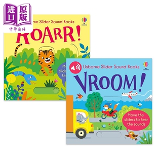 Slider Sound Books 滑动发声书2册套装 低幼儿童启蒙绘本纸板书 动物叫声Roarr 交通工具Vroom 英文原版进口图书【中商原版?