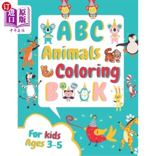 Activity Coloring Kids for 海外直订ABC Children Book Fun 5岁儿 ABC面向3 Ages Animals