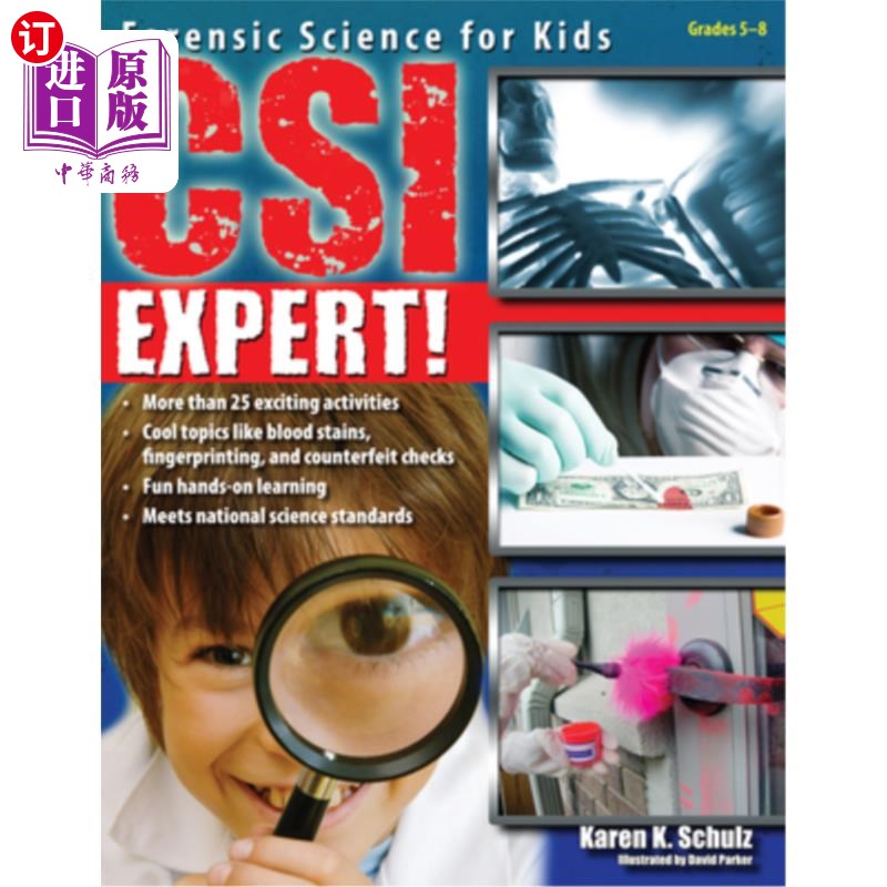 海外直订Csi Expert!: Forensic Science for Kids (Grades 5-8) Csi专家!:儿童法医学(5-8年级)