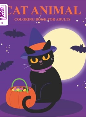 海外直订Cat animal coloring book for adults: Feauturing cute and playfull cat designs fo 成人猫动物着色书:可爱和顽