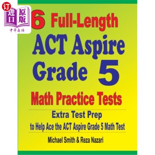 海外直订6 Practice Tests Extra Aspire 6个完整 ACT Grade Math Prep Test Help Length Full